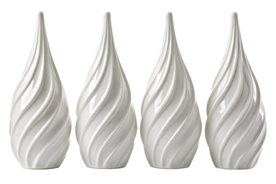Elegant White Swirl Ceramic Decorative Vases Set of Four