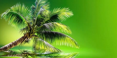 Fototapeta premium Lush Green Palm Tree Reflection in Tropical Setting