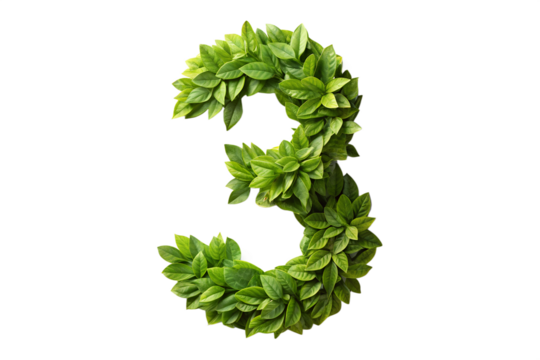 Green Leaf Number Three Nature's Artistic Number Three Design