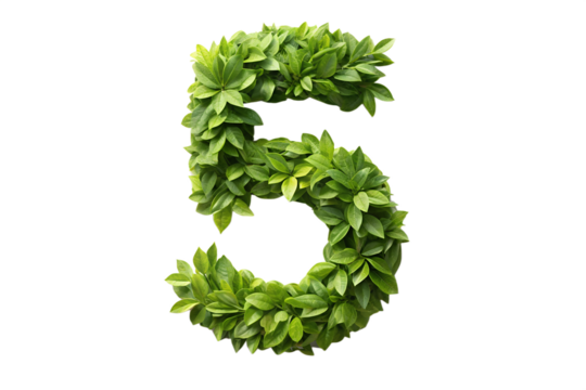 Green Leaf Number Five Nature's Artistic Numeral