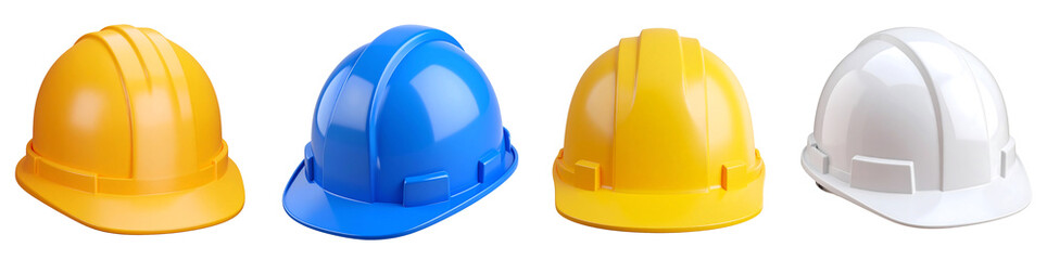 Safety Construction Hard Hat PNG set, Transparent background