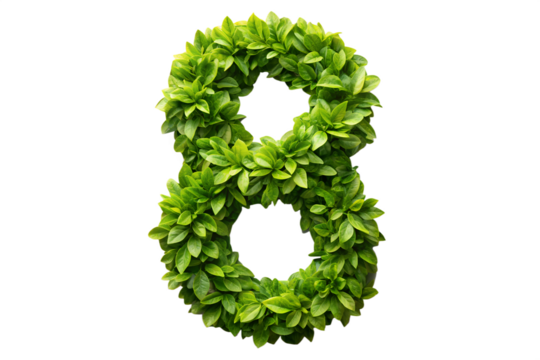 Green Leaf Number Eight Eco-Friendly Nature Font Design