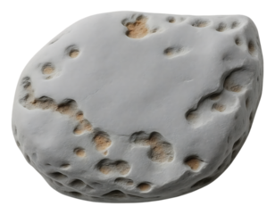 An irregularly shaped asteroid with craters and a rough surface