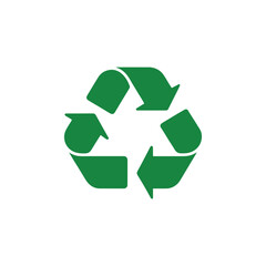 Green Recycling Symbol on White Background Environmental Conservation and Sustainability Element