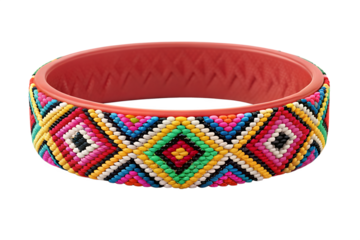 Vibrant Woven Bracelet Colorful Geometric Pattern Handcrafted Accessory