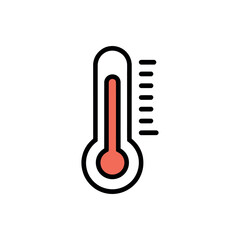 Isolated Thermometer Icon Indicates Moderate Temperature with Red Liquid on White Background