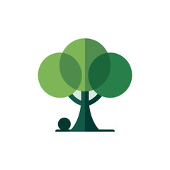 Stylized Green Tree Illustration with Overlapping Circles on White Background for Creative Projects