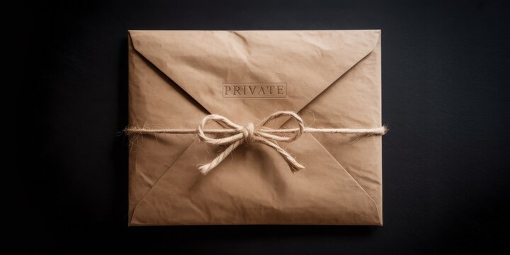 Brown kraft paper envelope tied with twine