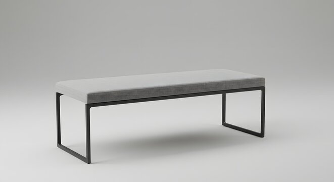 Modern Bench on White Background - Stock Photograph