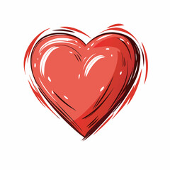 Grunge Heart Icon &ndash; Hand-Drawn Brush Stroke Love Symbol on White Background