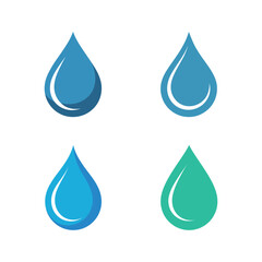Water Drop Icons in Blue and Green Tones on White Background, Hydration Concept