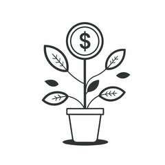 Money Growth Concept – Financial Investment Plant with Dollar Sign in Pot
