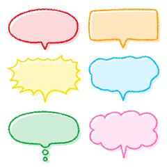 クレヨン素材　手描きのふきだしセット