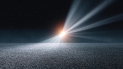 Intense Light Beam on Grainy Surface at Night