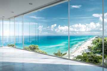 Fototapeta premium Minimal modern workspace with natural daylight view