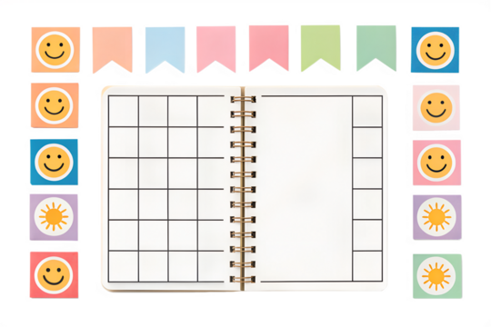 Happy Planner Daily Gratitude Journal with Colorful Stickers and Flags