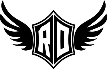 RO logo emblem with winged and shield template