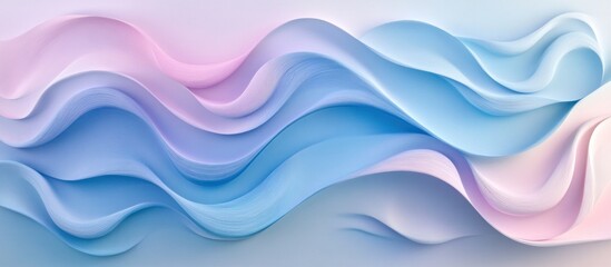 Fototapeta premium Delicate 3D wave patterns in soft pastel tones of blue, pink, and lavender, evoking the refreshing lightness of a spring breeze.