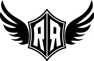 RR logo emblem with winged and shield template