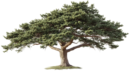 Majestic high-resolution cedar tree isolated on pure transparent background PNG cutout—ideal for landscape design, botanical illustration, and sustainable architectural visualization projects