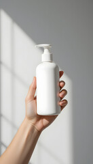 lotion bottle mockup with blank white label.
