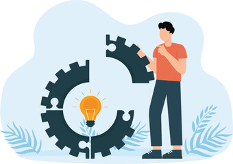 Gears and ladders with lights and white collars and puzzles. 
