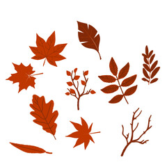 Fototapeta premium Brownish Leaf Icon Set featuring nature, growth, and environmental symbols. A collection of solid vector illustrations ideal for eco-friendly applications, gardening projects, and nature-inspired item