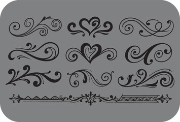 Naklejka premium Collection of hand drawn flourishes swirls and borders for design projects