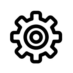 Gear icon symbolizing machinery or engineering in simple design  