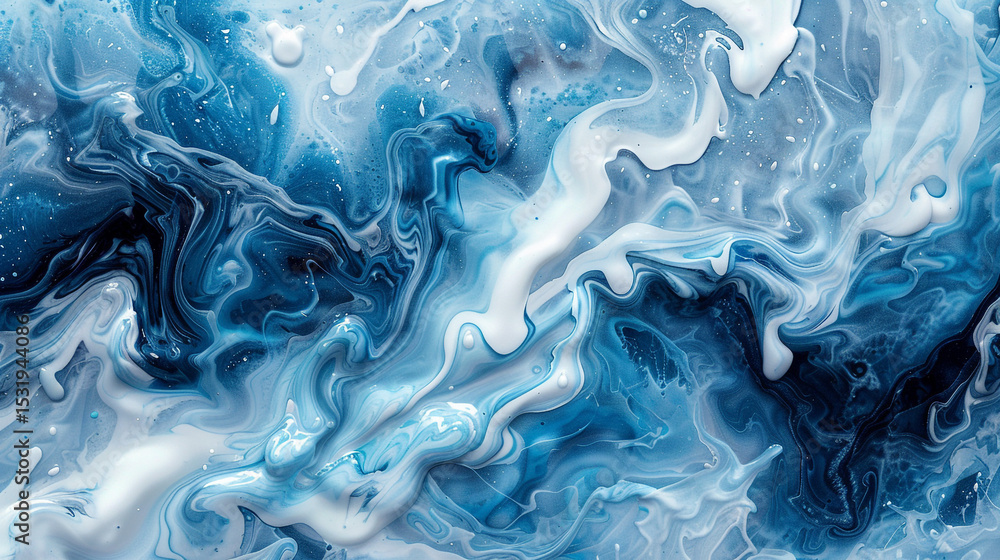 Poster artistic ink-in-water effect creating dreamy swirls and soft gradients.