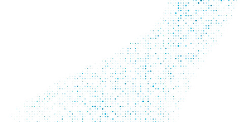 Simple blue background frame of geometric shapes. Circular ornament. Pattern of dots, particles, molecules, fragments modern