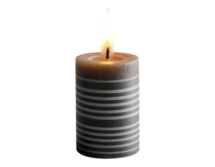 A Gray Candle with a Burning Flame