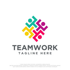 Colorful logo design concept vector. People family human team unity logo template Vector