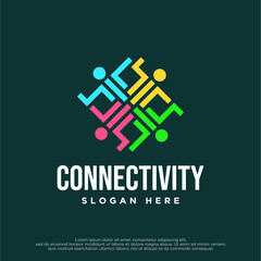 Colorful logo design concept vector. People family human team unity logo template Vector