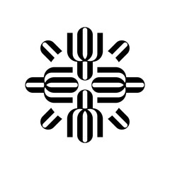 Obraz premium Abstract Flower Logo Symbol. Elegant Geometric Line Art Design in Minimal Style