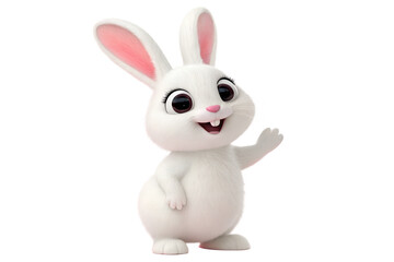Adorable 3D Render of a White Bunny Rabbit, Happy and Friendly