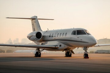 Obraz premium High-resolution photograph of a private jet parked on a pristine airport runway