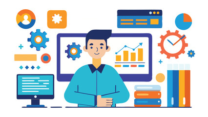 Global Business Video Call. Cartoon office team discussing new ideas via laptop video chat. Isolated background.