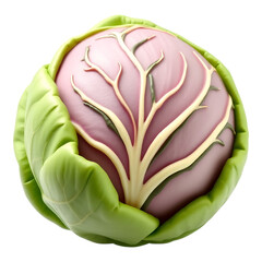 Obraz premium A vibrant 3D rendered cabbage with a transparent background