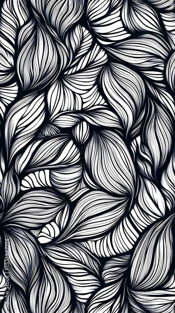 Poster flowing white striped pattern creates mesmerizing abstract against a dark background, appealing and 