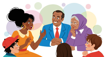 Fototapeta premium Diverse Family Talking and Connecting Together