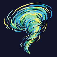 Colorful Tornado Swirl Abstract Vector on Dark Background