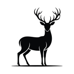 Obraz premium Silhouette of a deer on a white background. Vector illustration