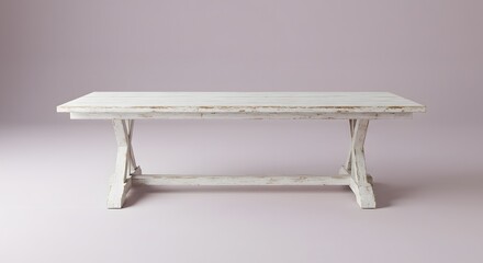 Naklejka premium Empty Rustic White Wooden Table on Light Pink Background