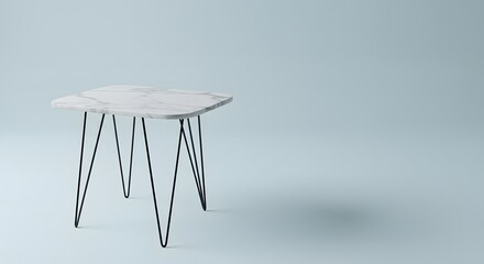 Naklejka premium Modern Marble Table on Light Blue Background - Stock Photograph