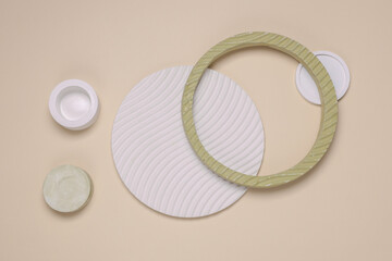Composition of plaster figures. Moodboard for design. Flat lay. Top view