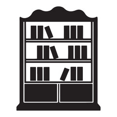 bookshelf icon silhouette vector illustration set black and with
