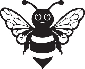 Bee Mascot flying silhouette vector black and white