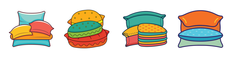 Minimalist Cushions Flat Illustration Cozy Throw Pillow Vector Set for Modern Home Decor & Interior Design