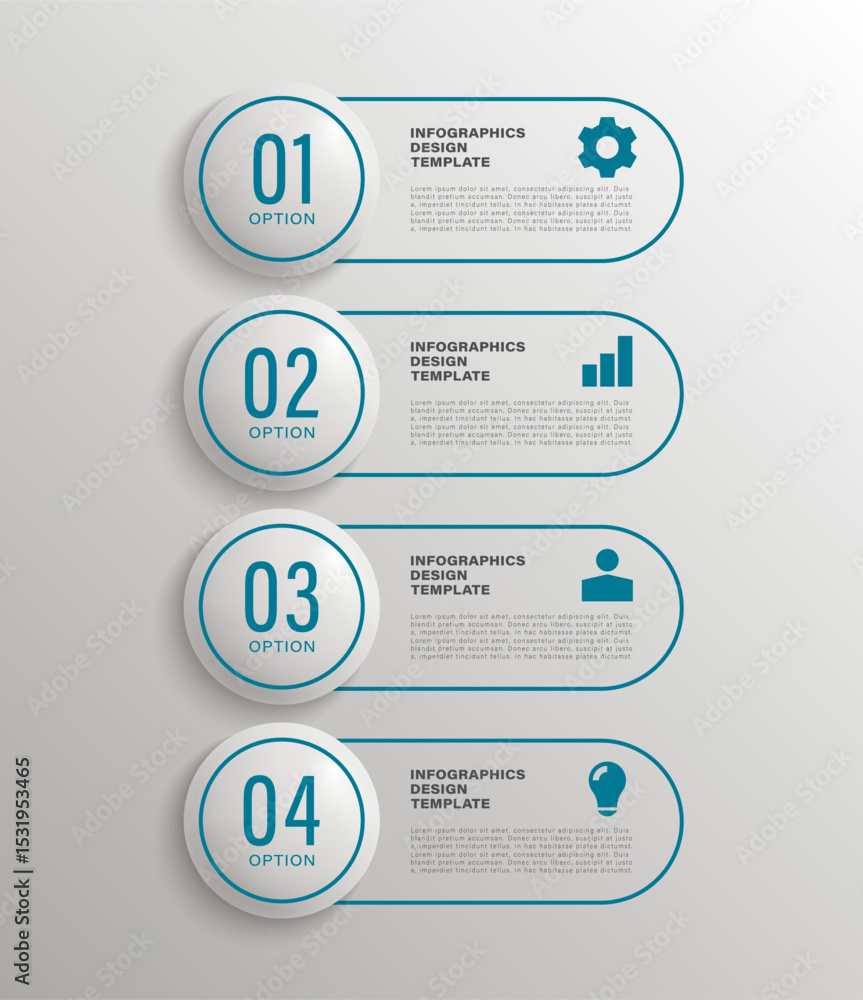 Aufkleber 3d vector infographic template. four steps or processes for business presentation slides with icons